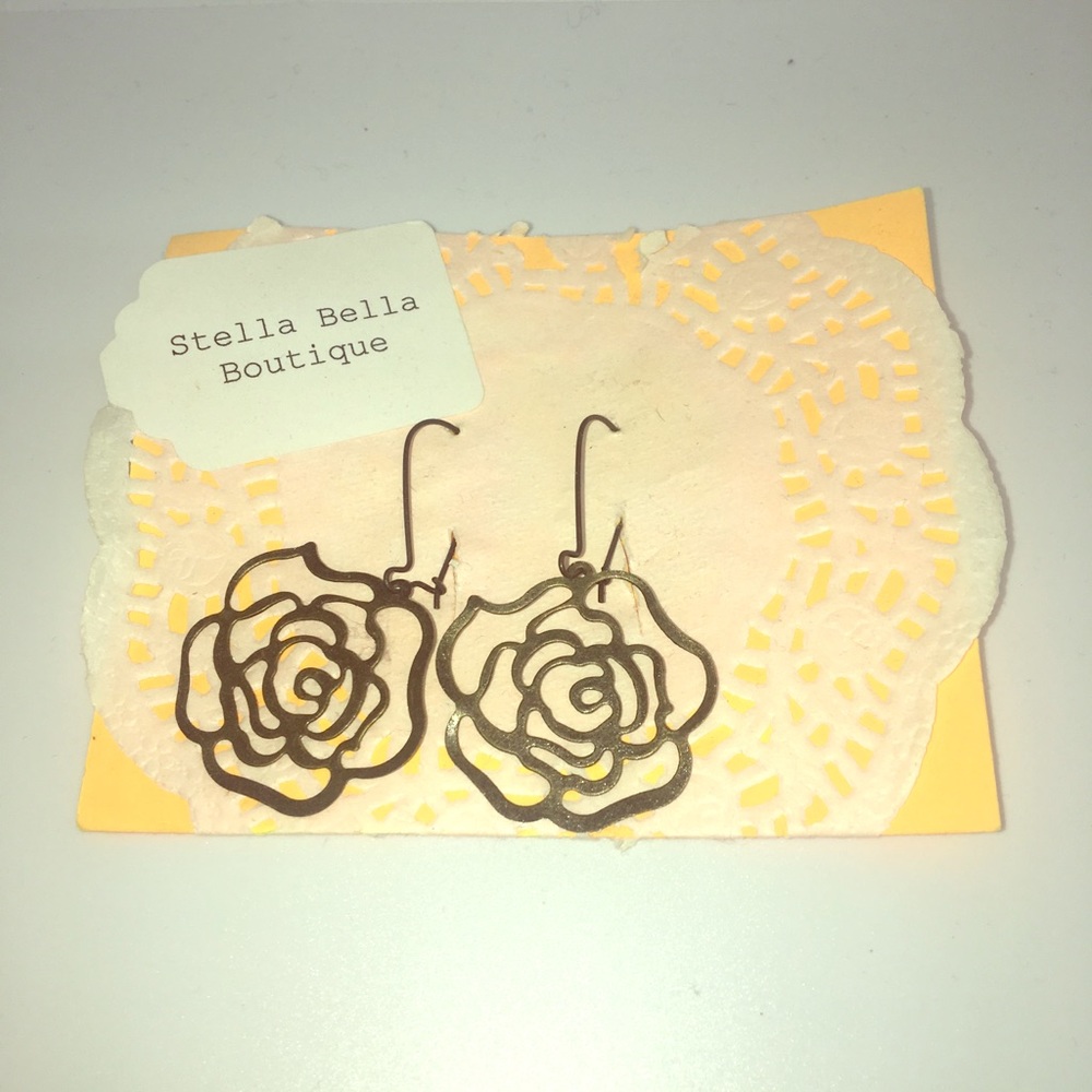 NWT Bronze Rose Earrings